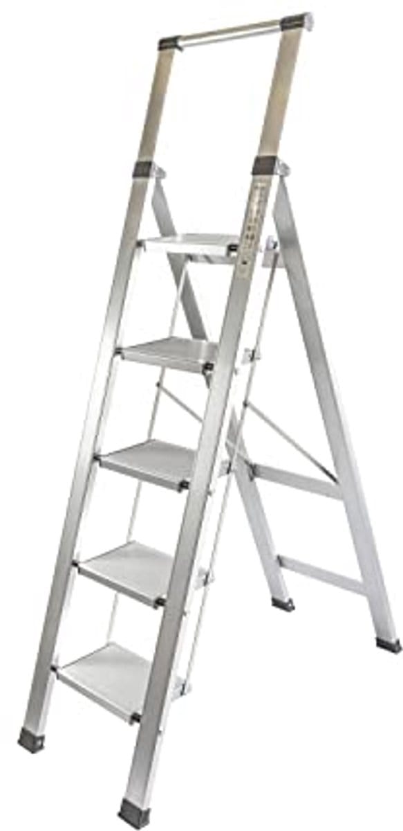 Platte huishoudladder - Aluminium, 5 Treden, EN 131 Gecertificeerd
