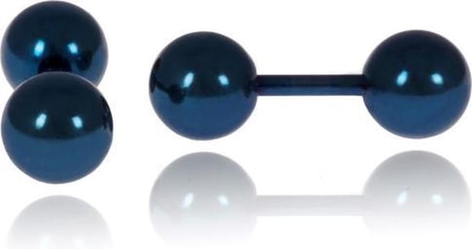 LGT Jewels Stud oorbellen Dubbel Bol 4mm Blauw