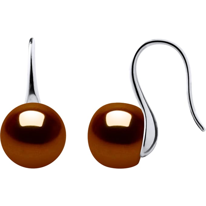Oorbellen Hooks zoetwaterparels 9-10 mm Knopen van de Chocolade 925