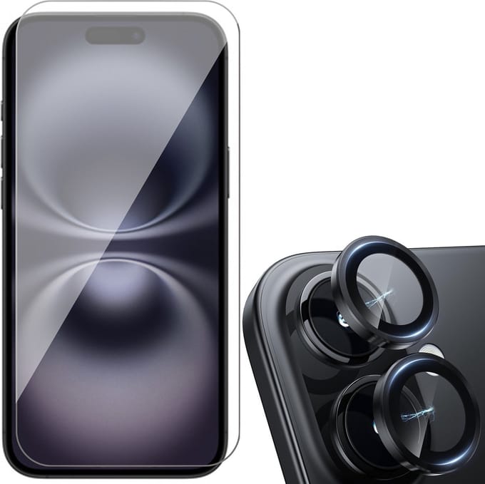 Screenprotector & Camera geschikt voor iPhone 16 Plus - Volledig Dekkend Gehard Glazen Tempered Glass Krasbestendig
