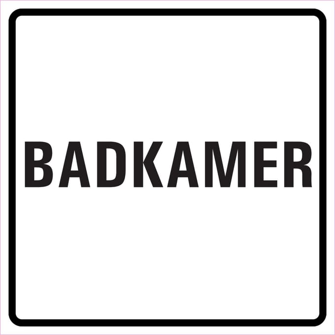 Badkamer sticker, wit zwart 150 x 150 mm