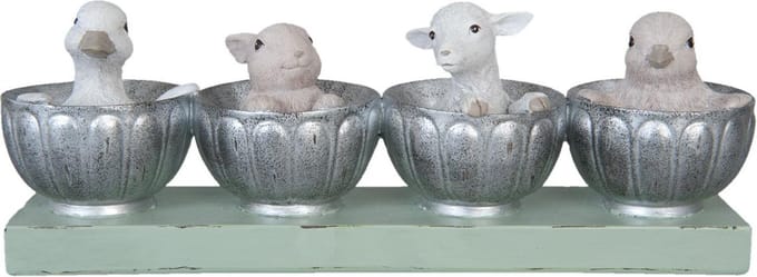 Clayre & Eef Beeld Dieren 26x6x9 cm Grijs Groen Kunststof Dieren