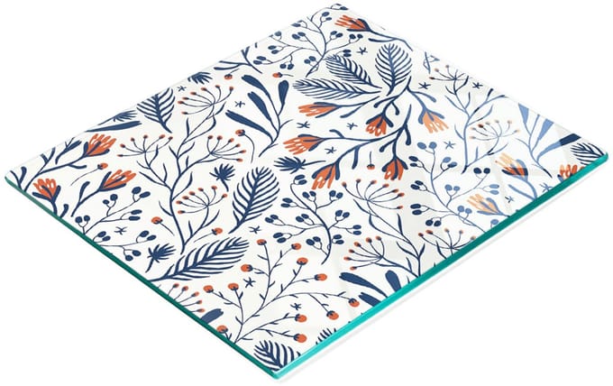 Multifunctionele decoratieve glazen snijplank voor kruiden en bessen, 60x52 cm