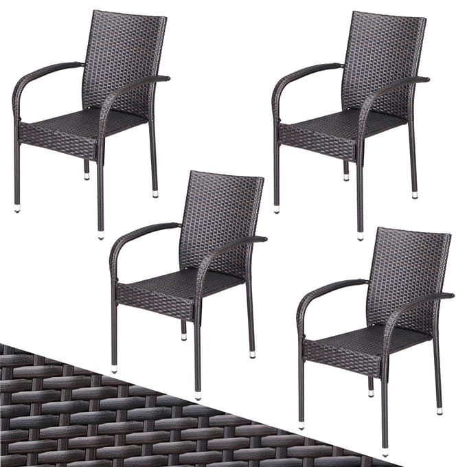 Casaria Tuinstoelen Stapelbaar – Set van 4 – 90x56x60 cm – Bruin