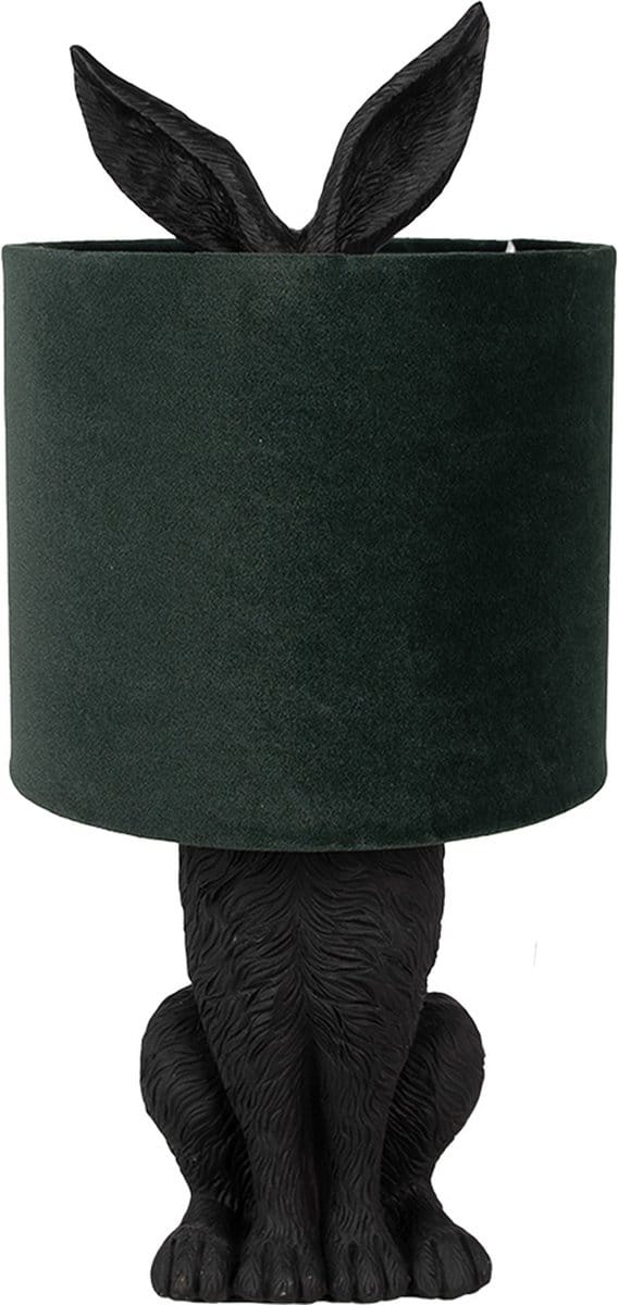 Clayre & Eef Tafellamp Konijn Ø 20x43 cm Zwart Groen Kunststof