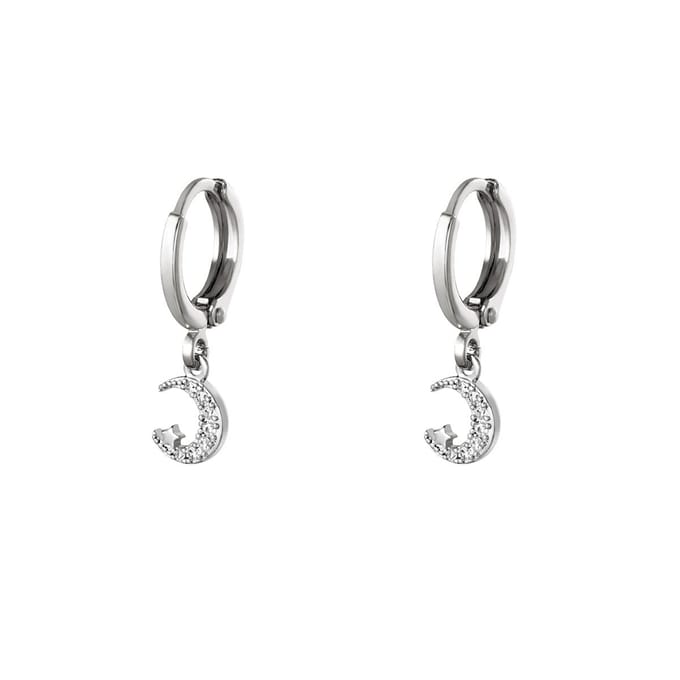 Oorbellen Maan Ster - Yehwang - Oorbellen - One size - Zilver