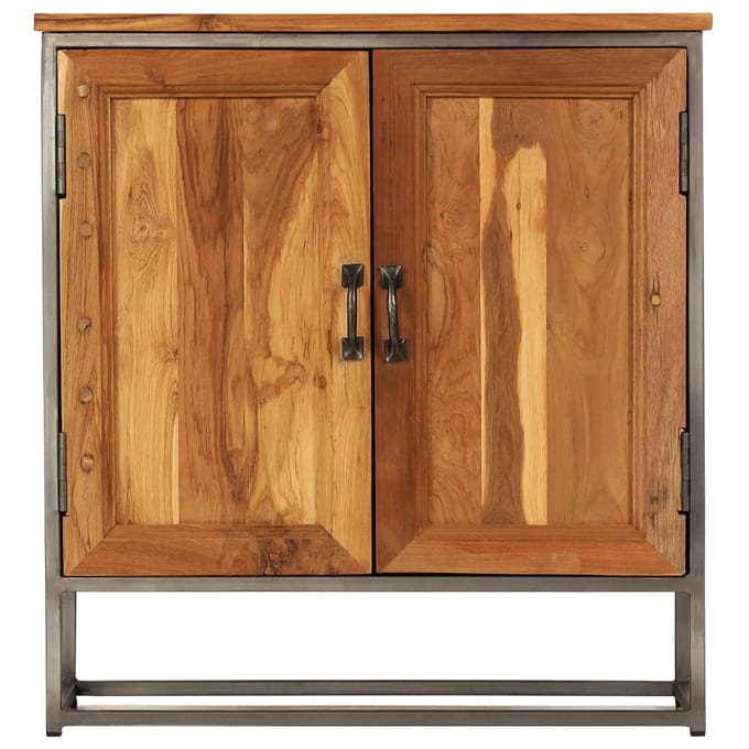 vidaXL - Dressoir - 65x30x70 - cm - gerecycled - teakhout - en - staal