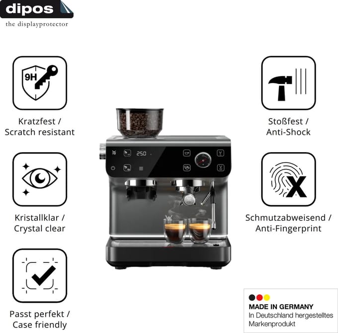 dipos – 2x Pantserfolie geschikt voor WMF Espresso Pro | 9H Screenprotector
