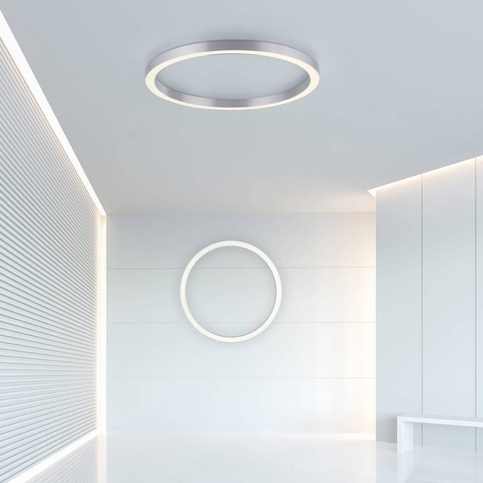 PURE LED plafondlamp Lines, Ø 70 cm, zilverkleurig, CCT
