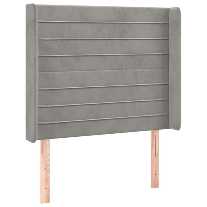 vidaXL - Hoofdbord - LED - 93x16x118/128 - cm - fluweel - lichtgrijs