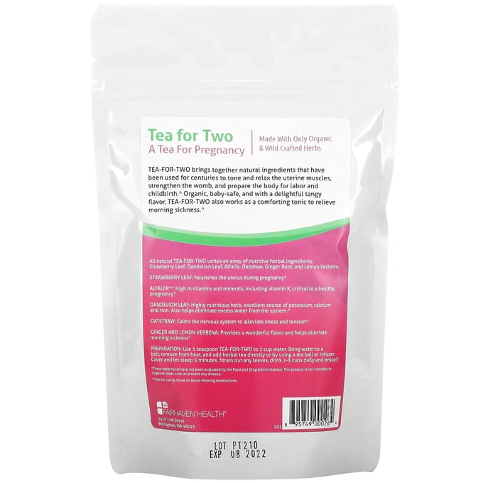 Fairhaven Health, Tea for Two, Tea for Pregnancy, 4 oz. pink