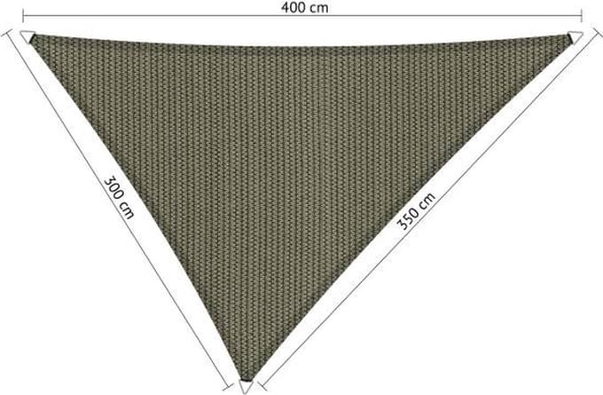 Shadow Comfort driehoek 3x3,5x4m Desert Storm met Bevestigingsset