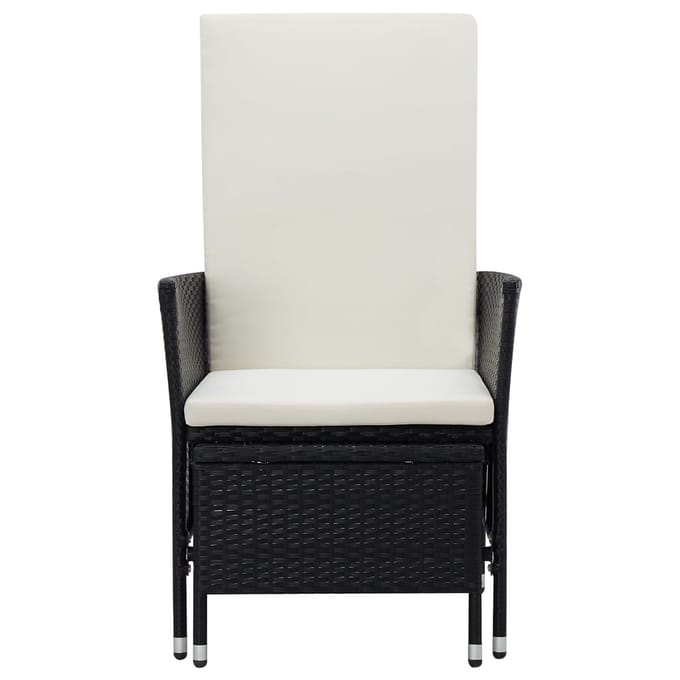 vidaXL - Tuinstoel - verstelbaar - met - kussens - poly - rattan - zwart
