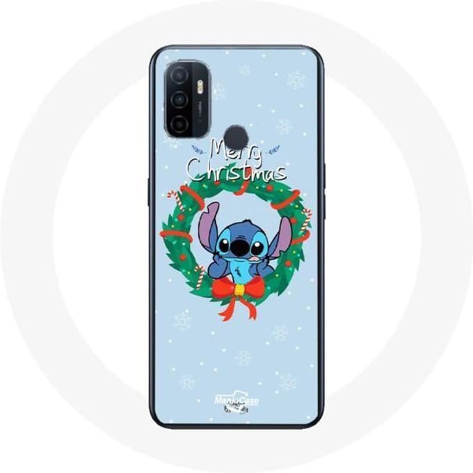 Coque pour Oppo A53 Stitch neige joyeux Noël bleu