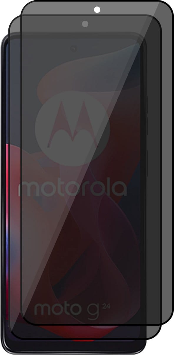 Privacy Screenprotector geschikt voor Motorola Moto G24 - 2x Volledig Dekkend Glas Screen Protector
