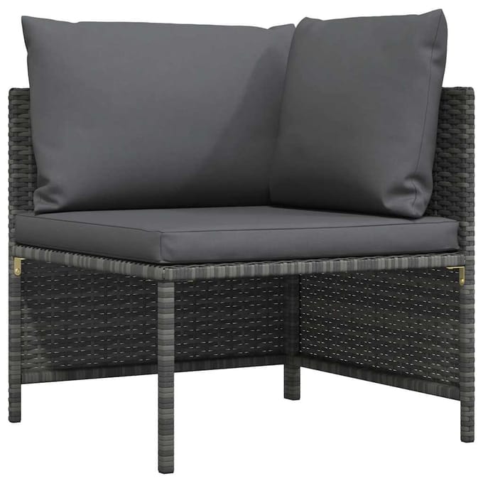vidaXL - Hoekbank - sectioneel - met - kussens - poly - rattan - grijs
