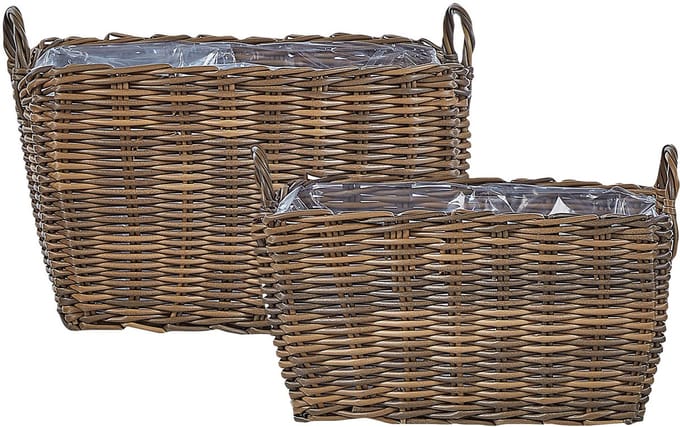 ORMOS - Plantenbak set van 3 - Bruin - PE rotan