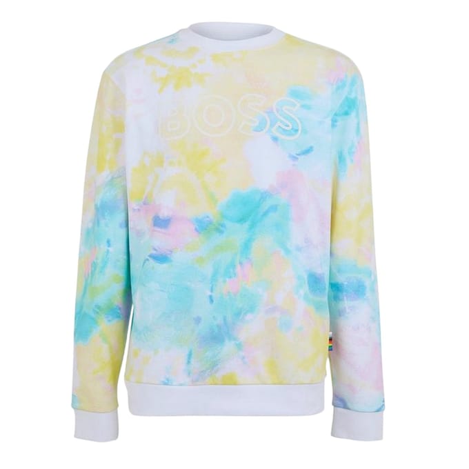 Boss Heren-sweatshirt met tie-dye-print, normale pasvorm (Wit)
