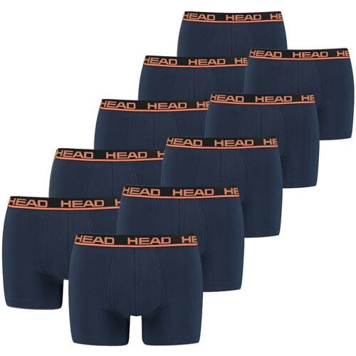 HEAD boxershorts Basic Peacoat/Orange- 10-Pack Donkerblauwe heren boxershorts - Maat M