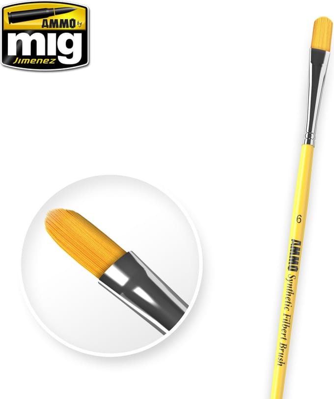 AMMO by Mig Jimenez Hobbypenseel - MIG 8596 6 Synthetic Filbert Brush Penseel