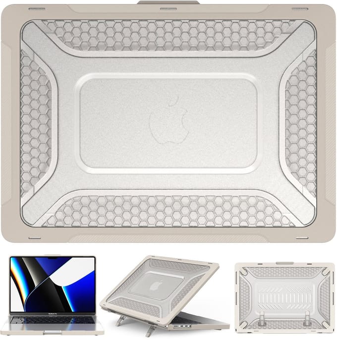 Turtle Shift Laptopcover Shield geschikt voor MacBook Pro 14 inch 2026 / 2025 / 2024 / 2023 / 2021 - Beige