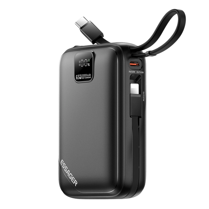 Essager 65W Rapid Portable Powerbank 20.000mAh Zwart