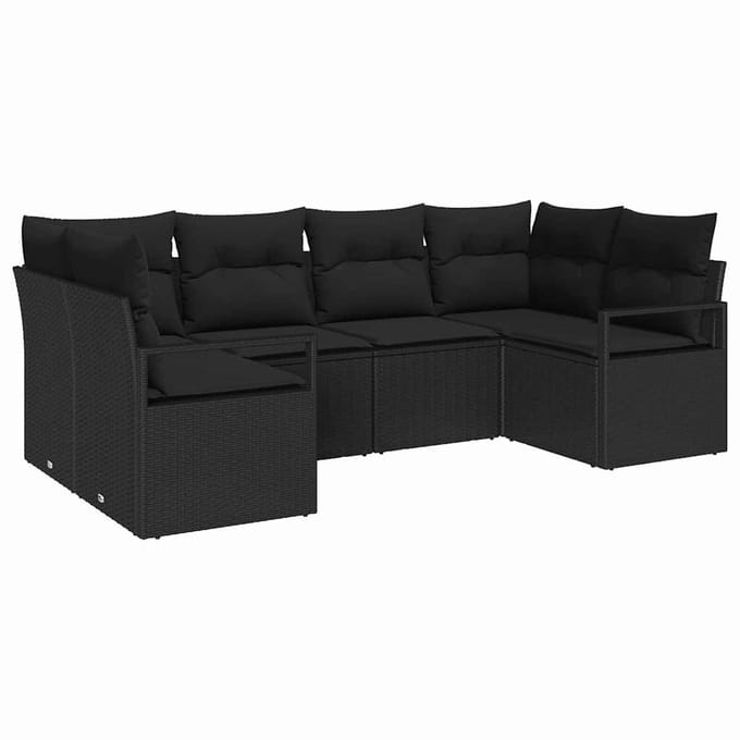 vidaXL Bankstel 6 st Zwart poly rattan