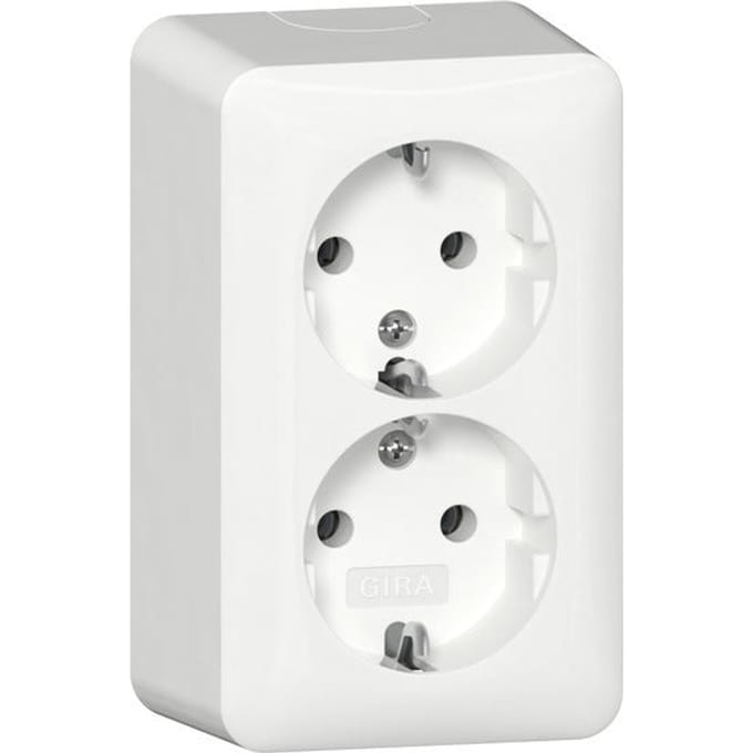Gira Opbouw Dubbele Schuko Stopcontact Puur Wit - 478014