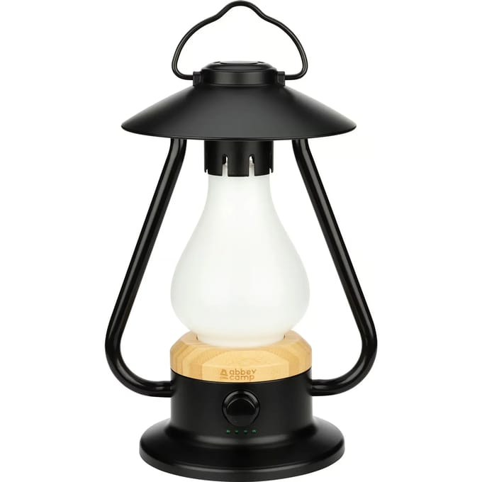 Abbey Camp Retro oplaadbare LED Lantaarn - OSLO-279 - Zwart