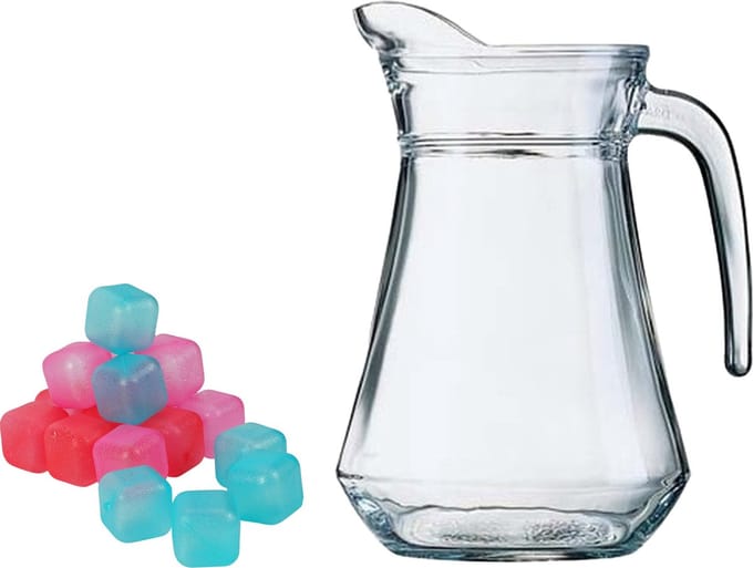 Luminarc karaf/schenkkan - glas - 1300 ml - met 18x herbruikbare ijsklontjes