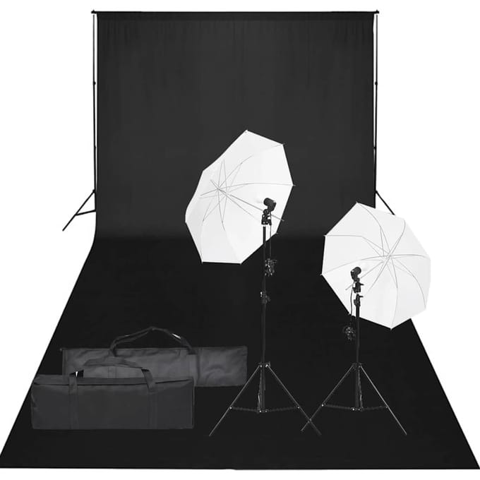 vidaXL - Fotostudioset - met - verlichtingsset - en - achtergrond