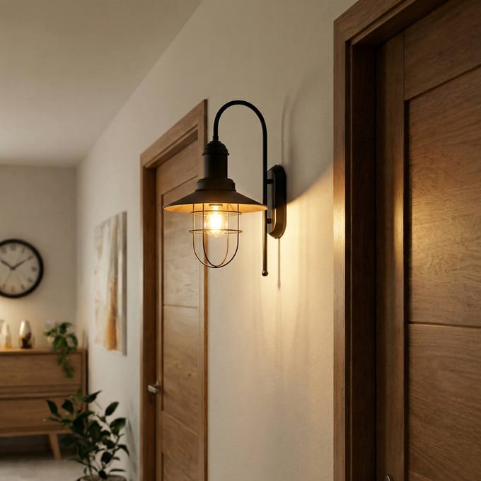 ROYALTECH Wandlamp Gadi, zwart, metaal, hoogte 48 cm