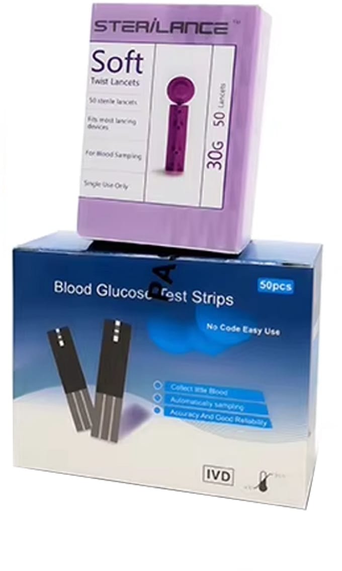 OPTIMERA® Glucosemeter Navulset (zonder apparaat) - Set van 50 Teststrips & 50 Lancetten