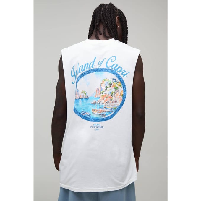 Oversized Capri Ovaal Print Tanktop | White | Size Large