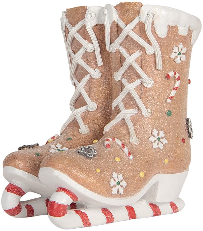 Clayre & Eef Decoratie Schaatsen 19x14x20 cm Bruin Kunststof