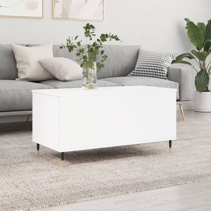 vidaXL - Salontafel - 90x44,5x45 - cm - bewerkt - hout - wit