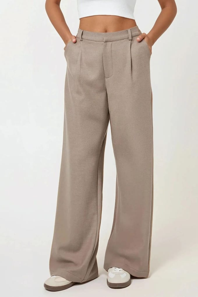 Hoge Taille Plissé Brede Pantalon