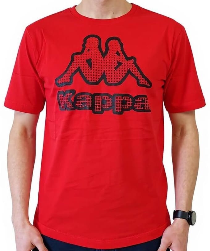 Kappa - Heren - Kappa Big Logo T-Shirt - Rood/Wit/Zwart - Maat M