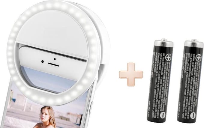 Ringlamp - Selfie Ring Light - Ring Lamp Universeel voor Smartphone - Inclusief Batterijen