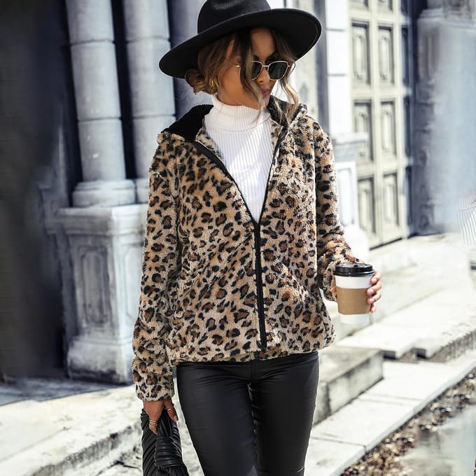 Veste d'hiver chaude en peluche pour femme, mi-longue, ample, à capuche, zippée, manteau en peluche, veste L gray