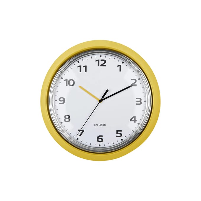 Karlsson Wandklok Modern Retro - Geel - Ø34cm - Wandklok Retro