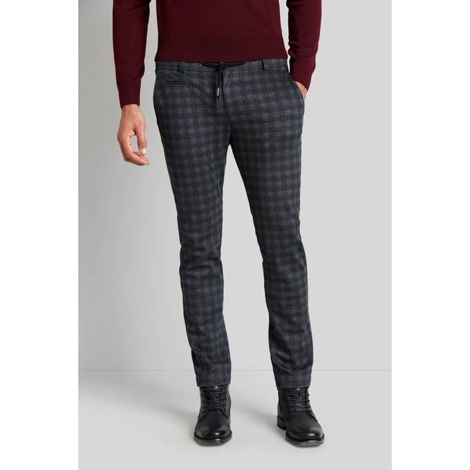 Bugatti Herren Chino-broek met veelkleurige ruitjesprint