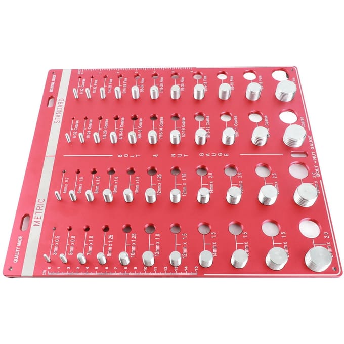 Moer Bout Draadmeter Inch Metrisch 44 Maten Meter Identificator Checker Standaard Liniaal white