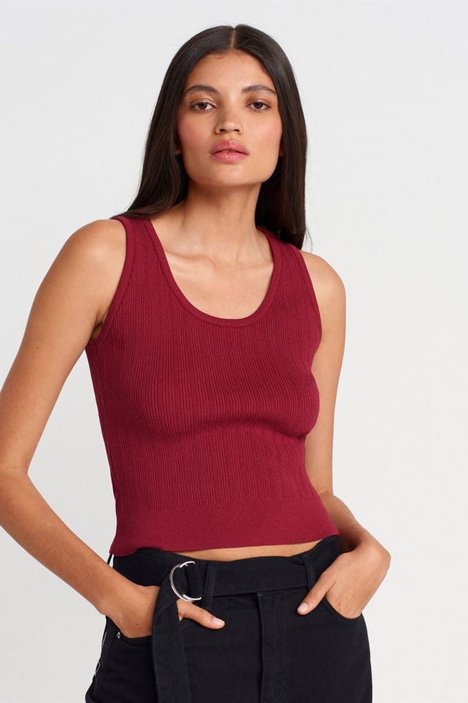 Geribbelde Mouwloze Slim-fit Blouse