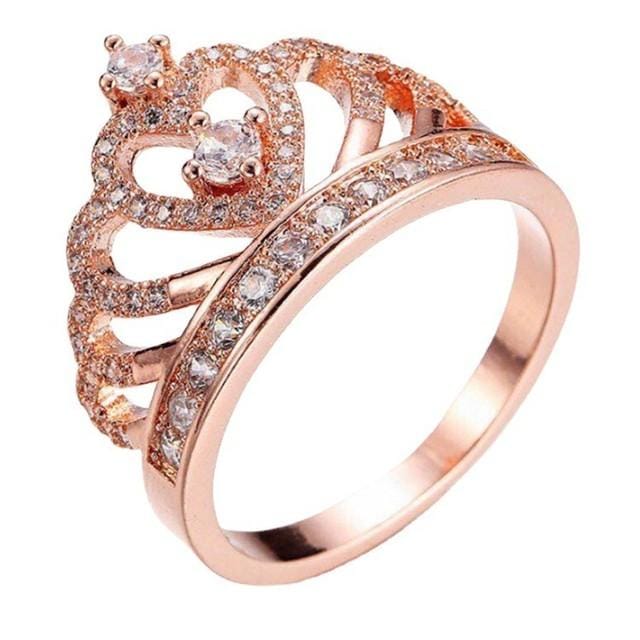 Gu Li Vintage Crystal Drill Hollow Crown Shaped Queen Style Micro Pave Crown Ringen Voor Vrouwen Party Ring 7 beige