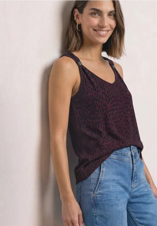 Top met V-hals en decoratief detail