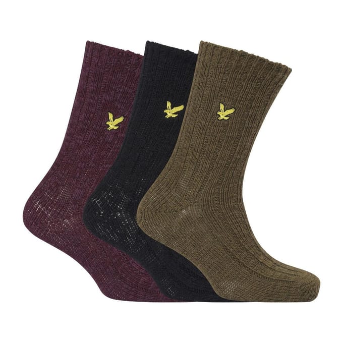 Lyle & Scott Heren grof gebreide sokken (pak van 3) (Veelkleurig)