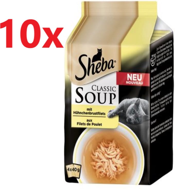 Sheba - Classic Soup Kip - Kattenvoer Multipack - 10 verpakkingen van (4x40g)