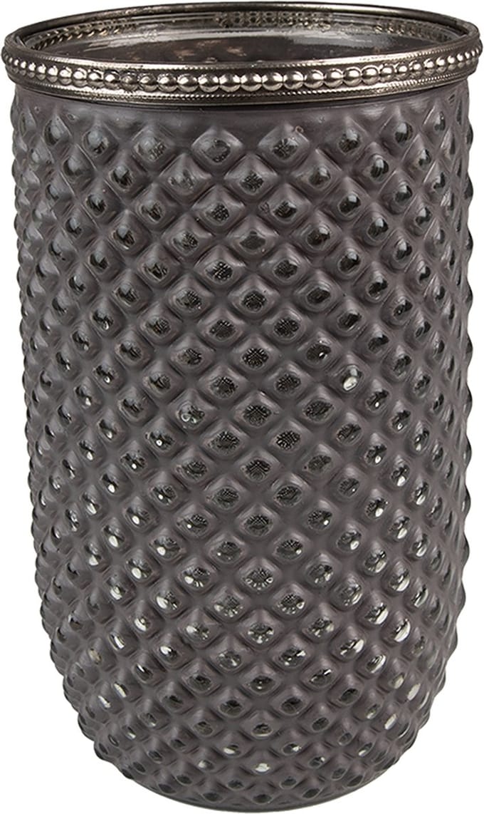 Clayre & Eef Theelichthouder Ø 10x17 cm Grijs Glas
