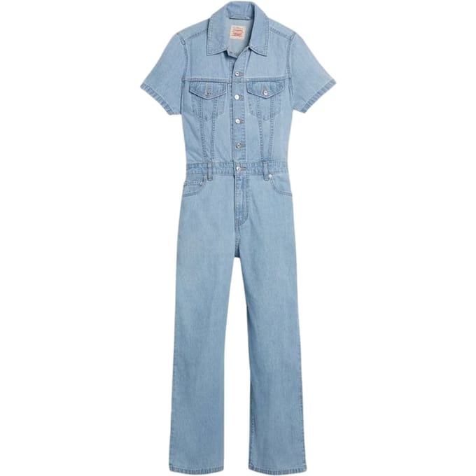Levi's Dames Denim Korte Mouwen Jumpsuit (Blauw)